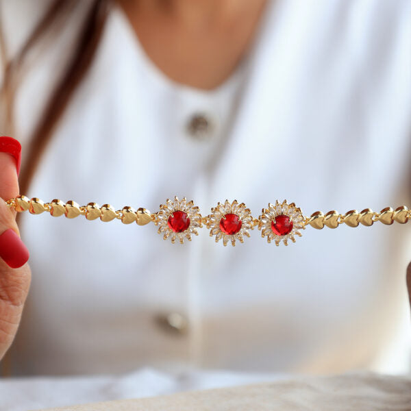 Red Daria Flower Bracelet