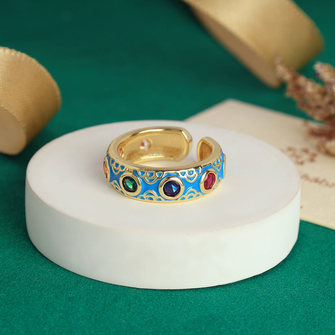 Rainbow Stone Ring -Free Size