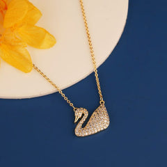 Swan Diamond Pendant-Gold