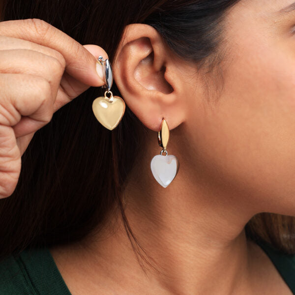 Two Tone Heart Earrings