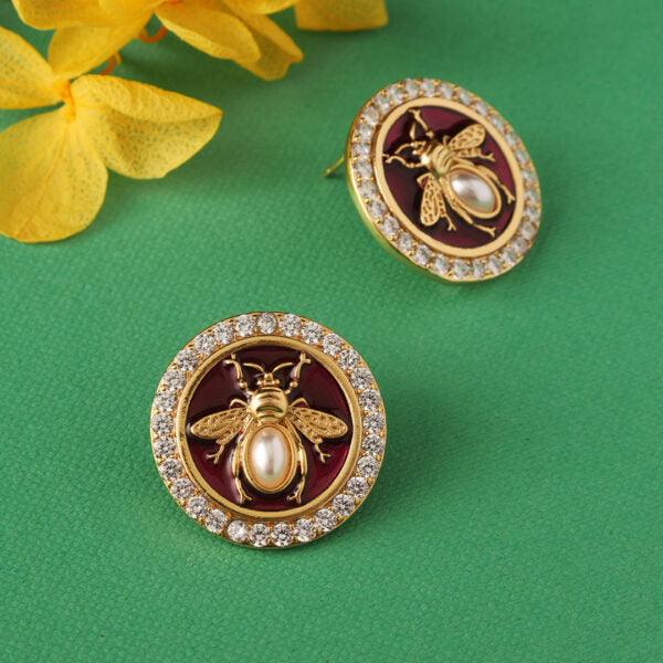 White Honey Bee Earrings