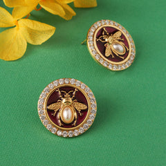 White Honey Bee Earrings
