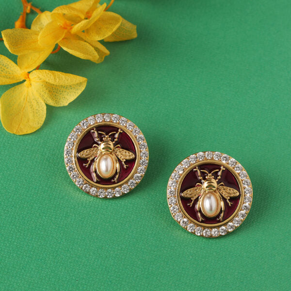 White Honey Bee Earrings
