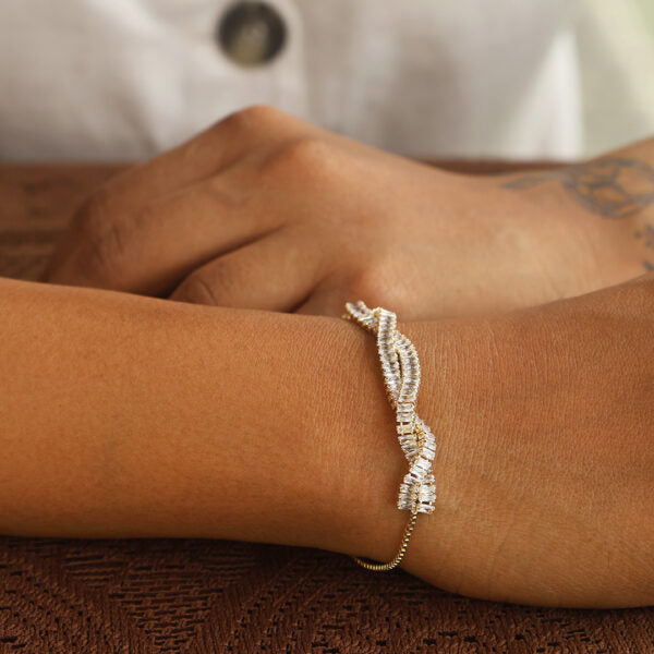 White Gold Double Line Bracelet-Adjustable