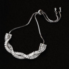 White Silver Double Line Bracelet-Adjustable